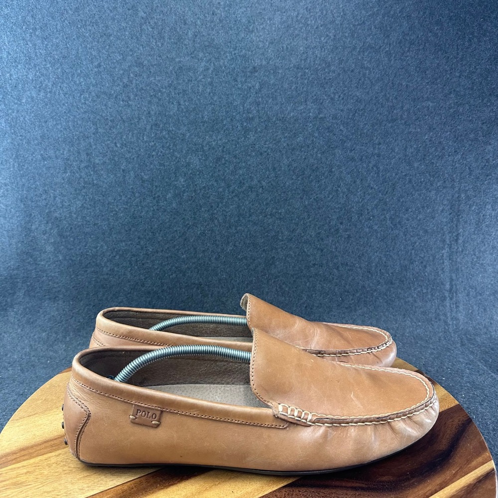 Polo Ralph Lauren Woodley Driver Moc Leather Slip On Loafer Shoe Brown Mens 14D